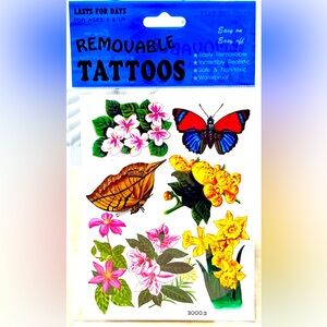 Retro Groovy Unused Temporary Tattoos  Flowers and Butterflies d00e